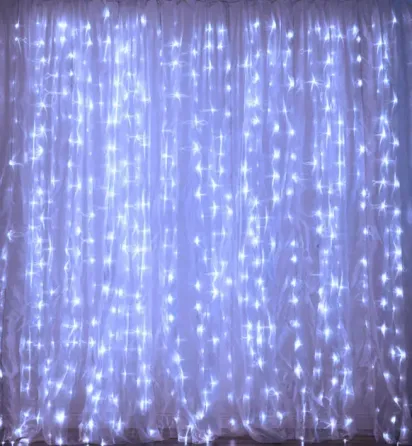 Новогодние гирлянды. Гирлянда водопад 320-400L 3x3м (10х32Ламп) Белая (7150) Коломия