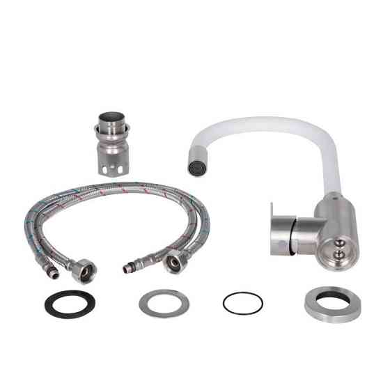 Змішувач для кухні Lidz Vida 04R-WFS U-подібний гнучкий White (k35) білий Київ