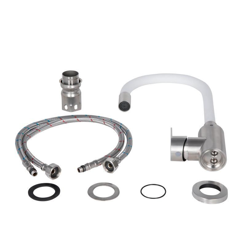 Смеситель для кухни Lidz Vida 04R-WFS U-образный гибкий White (k35) белый Киев - изображение 4