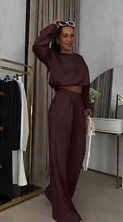 Женский прогулочный костюм двойка: кофта и штаны петля Шоколадный, 48/50 Одесса