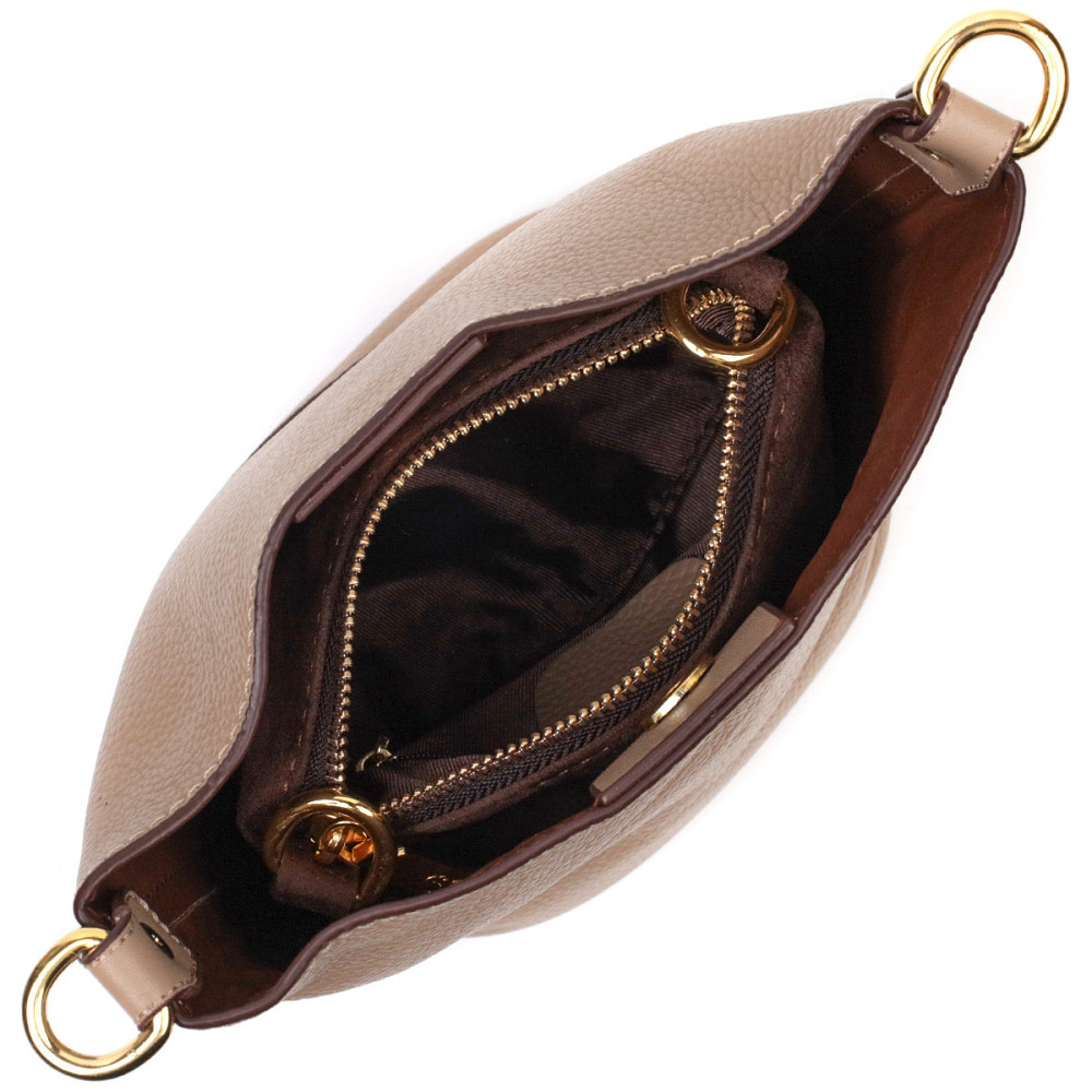 Жіноча сумка з автономною косметичкою всередині з натуральної шкіри Vintage 22364 Бежева Київ - фото 7