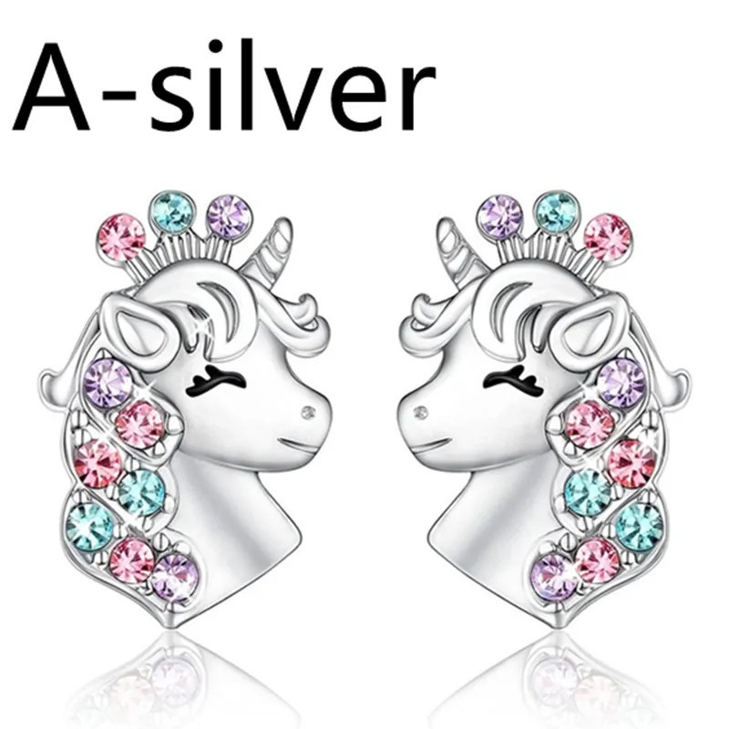 Сережки для дітей Єдиноріг 1,5 на 1 см сріблястий Київ - фото 1