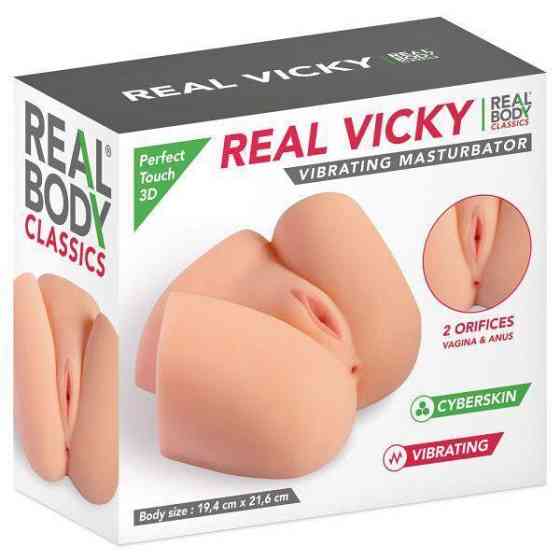 Мастурбатор-півторс з вібрацією Real Body Real Vicky вагіна та анус, 22х19 см Sex Aura Київ