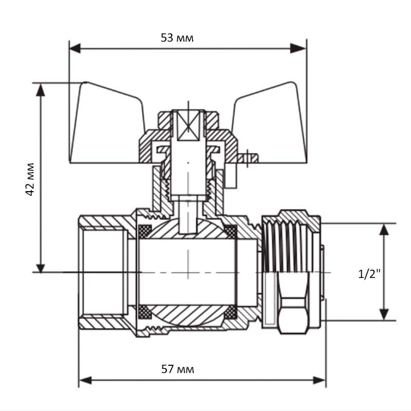 Кран кульовий Koer Wing 16x1/2F (KR.352) (LL1655)   ( 28321 ) Харків - фото 3