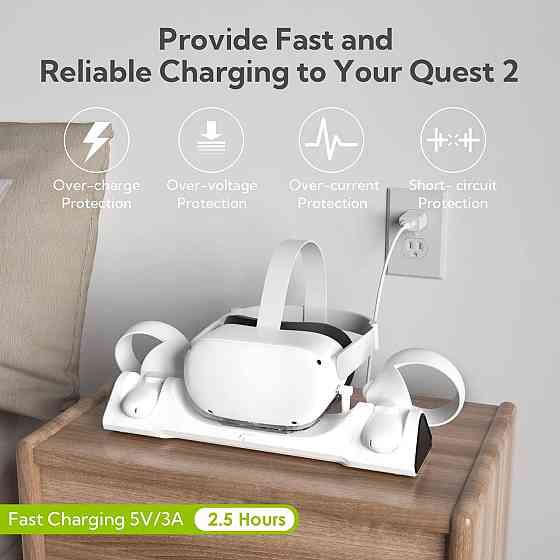 Зарядна док-станція ZYBER Charging Dock AL-Q016 для Meta Quest 2 біла підставка для VR гарнітури контролерів та Elite Strap Київ