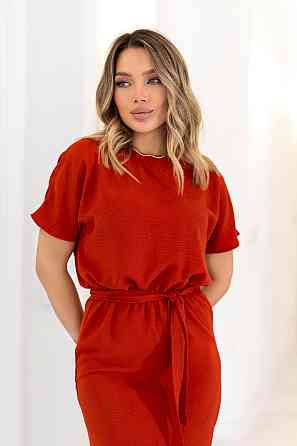 Летнее платье с поясом Fanta Батал 50-52, Терракотовый Киев