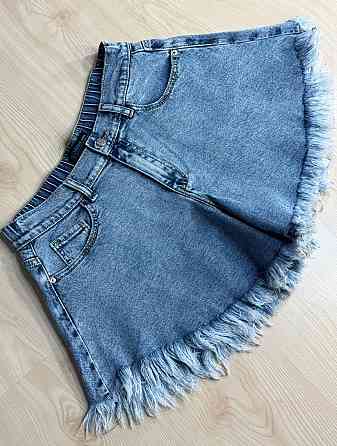 Шорты женские джинсовые Liana 4-041 короткие расклешенные с бахромой большие размеры голубые, голубой, 31, 31, 83 см Киев