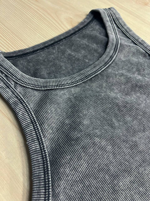 Майка жіноча A-N 2733 варена тай-дай у рубчик з порізаними швами, сірий, one size Київ - фото 15