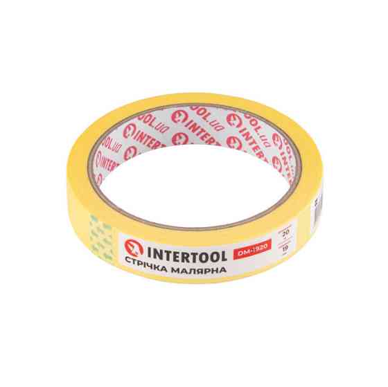 Лента малярная 19мм, 20м, желтая INTERTOOL DM-1920 Киев