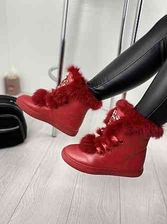 Violeta Черевики жіночі Violeta червоні еко-шкіра зима висота 15.5см розмір 36 (1135) Коломия