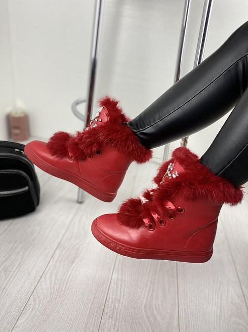 Violeta Черевики жіночі Violeta червоні еко-шкіра зима висота 15.5см розмір 36 (1135) Коломыя - изображение 6