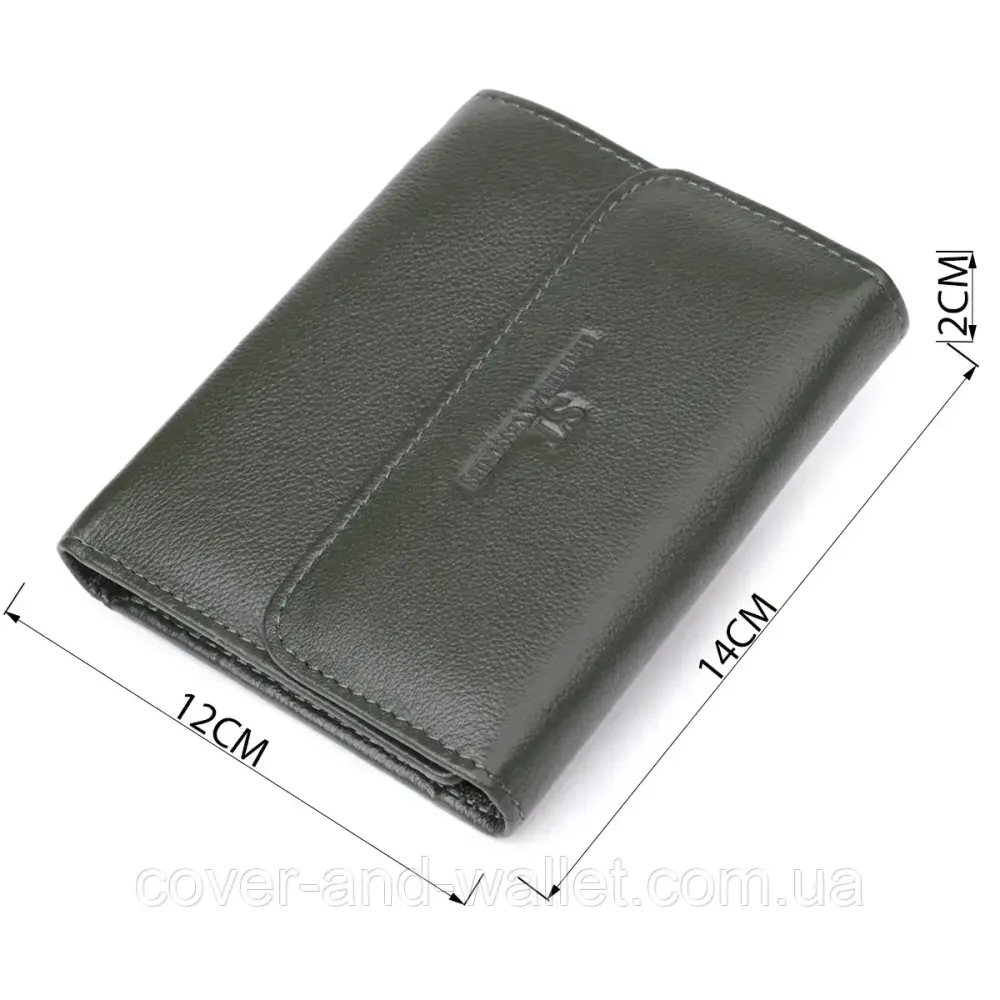 Небольшой кожаный женский кошелек на магнитах зеленого цвета ST 400 Киев - изображение 6