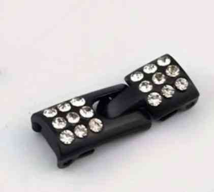 Застежка на шнурки для обуви металлическая со стразами 2 шт Черный Смела