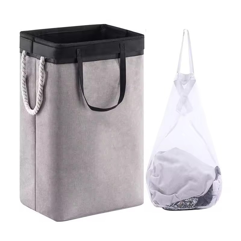 Контейнер складаний для білизни, зі знімним мішком-сіткою, з ручками, сірий Кам'янець-Подільський - фото 6