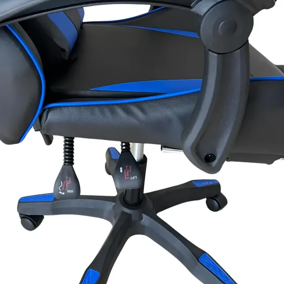 Геймерське ергономічне комп’ютерне крісло Vicotan VIP із підставкою для ніг, чорний із синім дизайном, з регулюванням нахилу спинк Львів