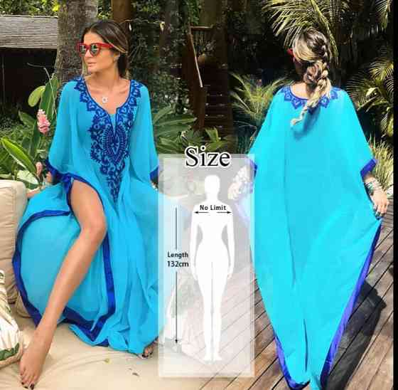 Пляжна туніка жіноча довга універсальний блакитний Київ