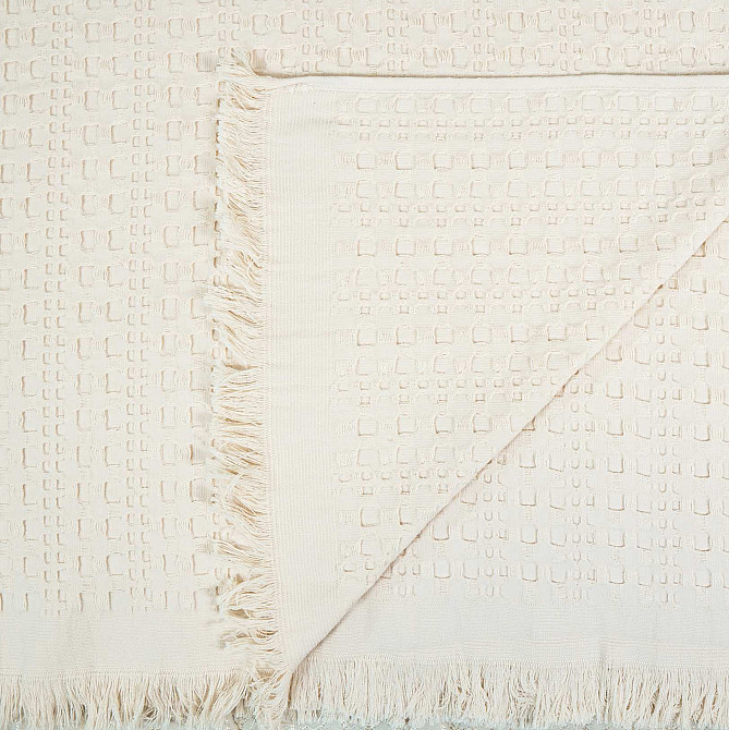 Простирадло-покривало вафельне жакардове преміум якості YouStar 200х240см 320г/м2 (Бежевий) Суми - фото 2