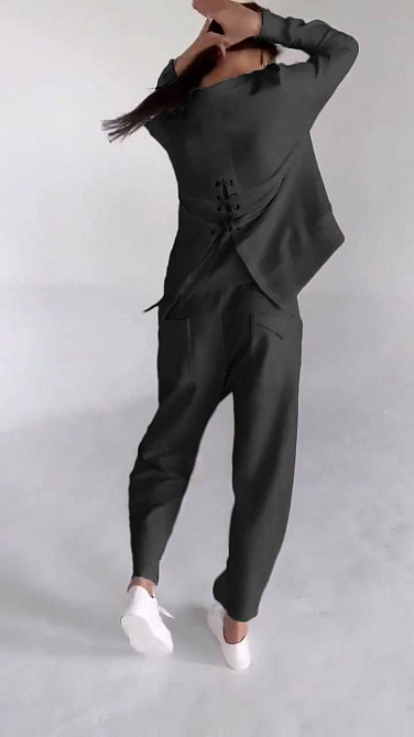 Жіночий повсякденний прогулянковий костюм двонитка Чорний, 42/46 Одеса - фото 3