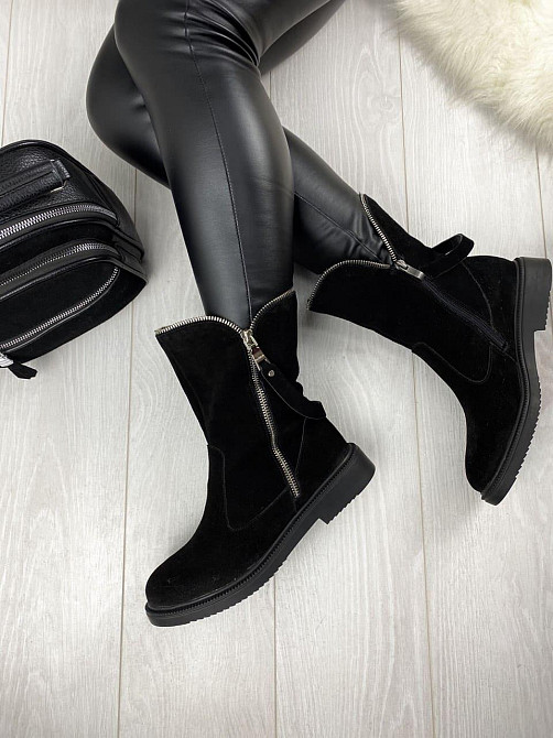 Ботинки D and V черные натуральная замша зима высота 19см размер 37 (3031) Коломыя - изображение 6