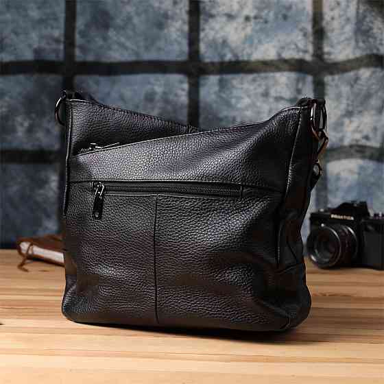 Жіноча сумка з двома ремінцями з натуральної шкіри Vintage 23053 Чорний Київ