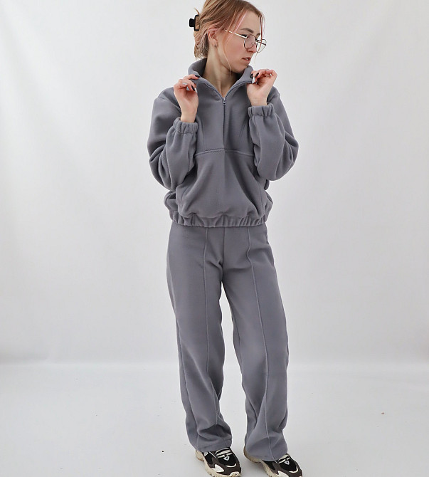 Жіночий теплий костюм (толстовка+штани палаццо)  Сіро-блакитний Кам'янець-Подільський - фото 6