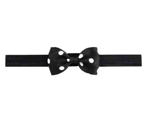 Дитяча чорна пов'язка у білий горошок - окружність 36-60см, бантик 7,5 см Київ