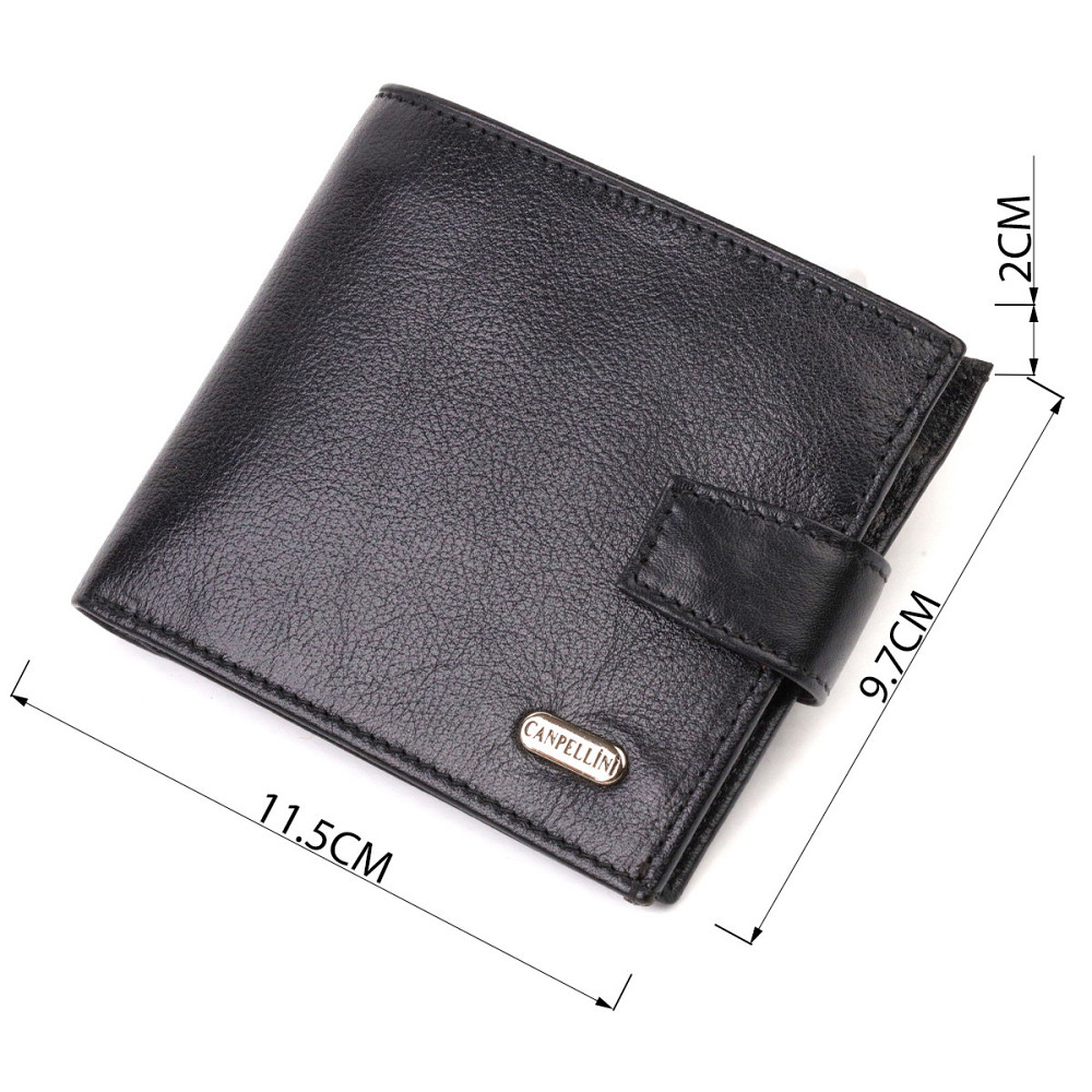 Удобный мужской кошелек из натуральной гладкой кожи CANPELLINI 21877 Черный Киев - изображение 3