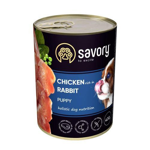 Вологий корм Savory для цуценят усіх порід, з кроликом і куркою, 400 г Київ - фото 1