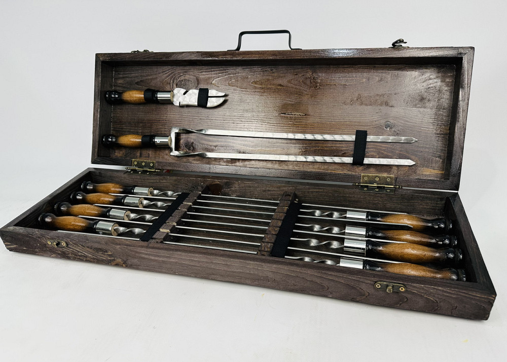 Подарунковий набір шампурів у дерев'яному кейсі ПРЕМІУМ (МАЛЕНЬКИЙ) HAPPY DAYS Тернопіль - фото 3