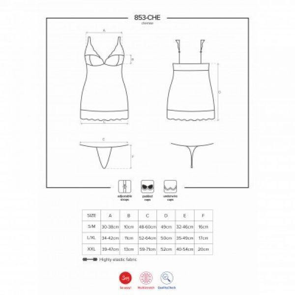 Спокуслива сорочка Obsessive 853-CHE-3 chemise thong red S/M Sex Aura Київ - фото 2