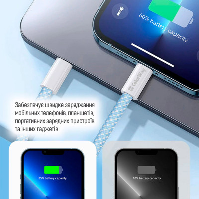 Дата кабель USB-C to Lightning 1.0m 27W blue ColorWay (CW-CBPDCL061-BL) Винница - изображение 7