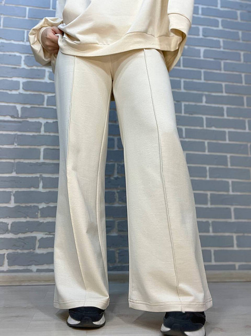 Костюм женский MY CITY 3044-8286 свитшот широкий оверсайз и брюки палаццо со стрелкой, молочний, SM Киев - изображение 15