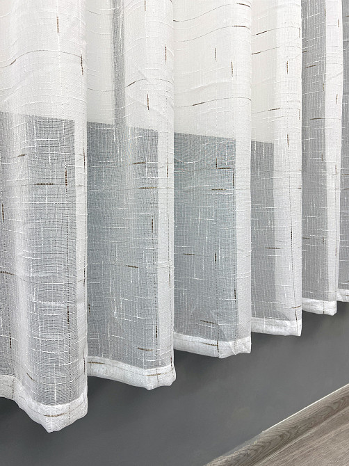 Тюль коротка VR-Textil 1210т Івонна Льон Білий з бронзовим вкрапленням 270х170 см (43-339) Київ - фото 6