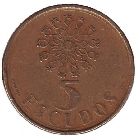Монета 5 эскудо. 1987,86,90 год, Португалия..(Г) Полтава - изображение 1