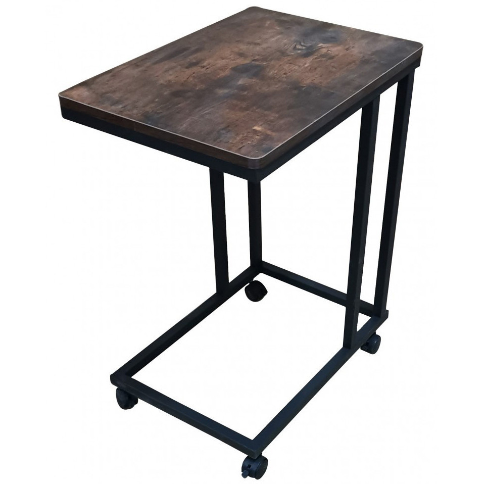 Журнальний стіл на коліщатках лофт Bonro ST-1045 чорний з дубом Київ - фото 2