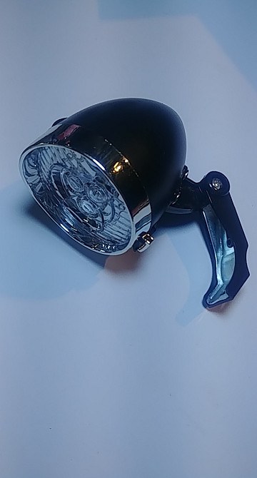 Фонарь передний (в сборе)   велосипедный   (3 диода, черный)   (mod:Five  le) Мукачево - изображение 1