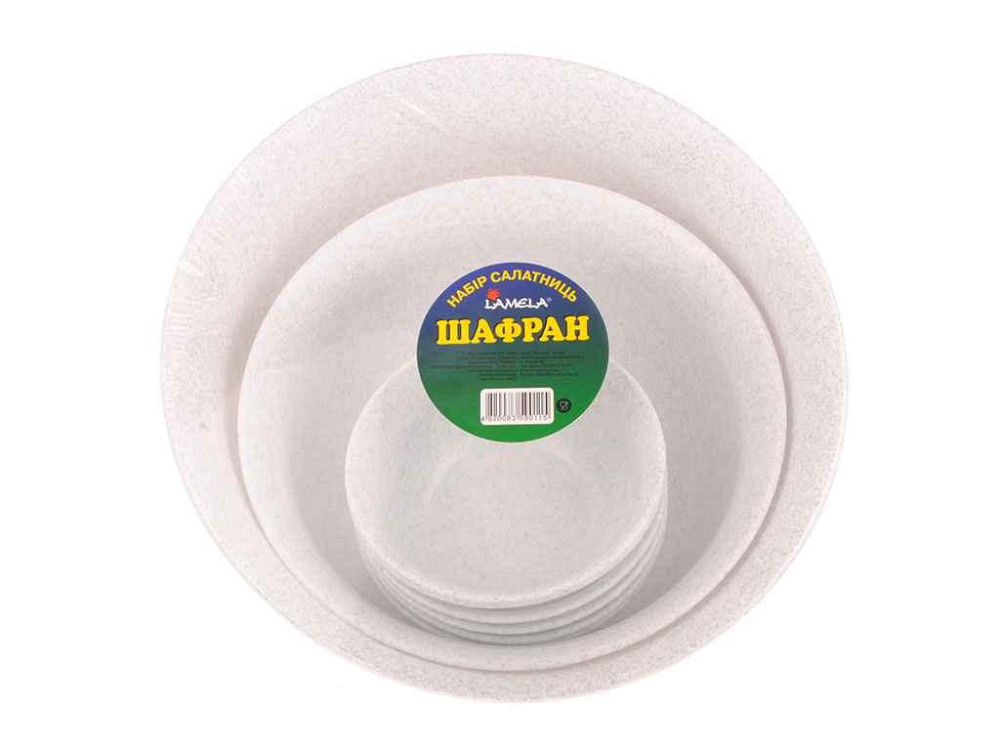 Набір салатників пл. Шафран (3,5л1,8л6*0,3л) 247 12 білий мармур ТМ LAMELA Київ - фото 1