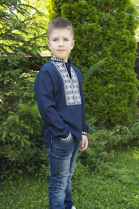 Вишиванка для хлопчика, темно-синя топ Київ - фото 5