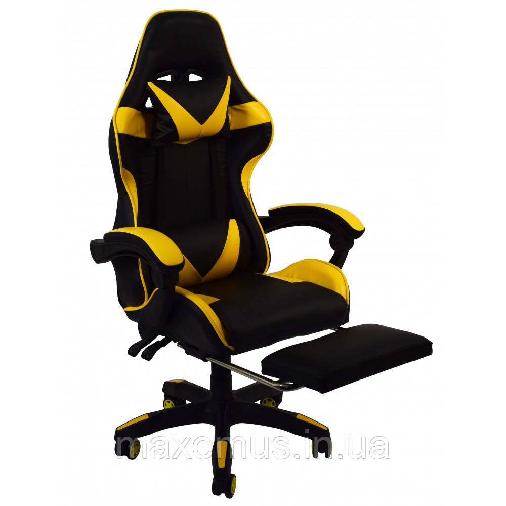 Кресло геймерское раскладное Bonro B 810 с подставкой для ног кресло компьютерное желтый Мостиска - изображение 5