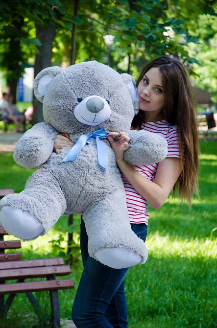 Плюшевий ведмедик М'яка іграшка Томии 100 см Сірий Тернопіль - фото 1