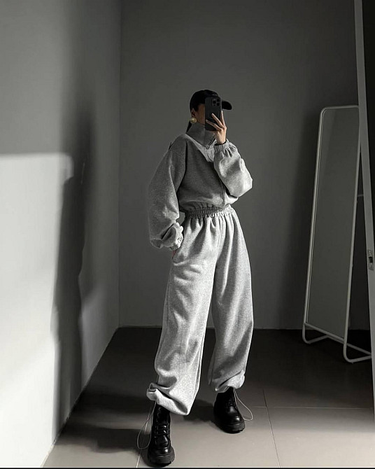 Женский теплый повседневный комбинезон трехнить на флисе Меланж, 46/48 Одесса - изображение 1