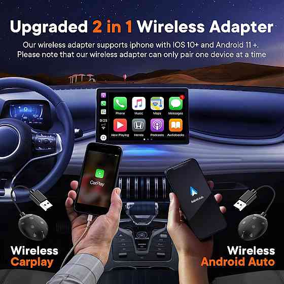 Автомобільний безпровідний адаптер CarPlay і Android Car 2 в 1 Луцк