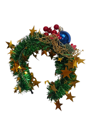 Обруч новогодний для волос с мишуры с игрушкой one size разноцветный ручная работа синий Киев