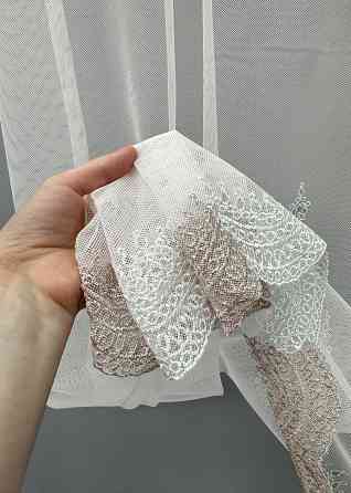 Тюль VR-Textil 1472т Грек-сітка з вишивкою Молочний з пудровим 300х270 см (40-403) Київ