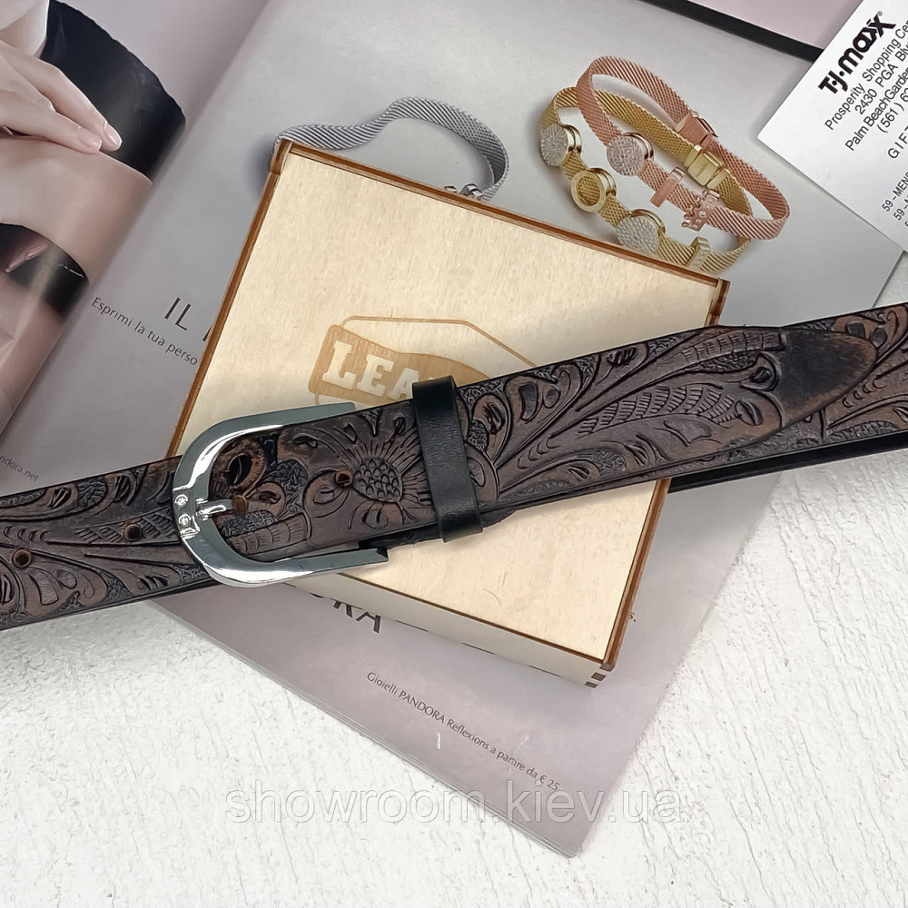 Жіночий ремінь шкіряний Leather Collection (7804) brown Київ - фото 2