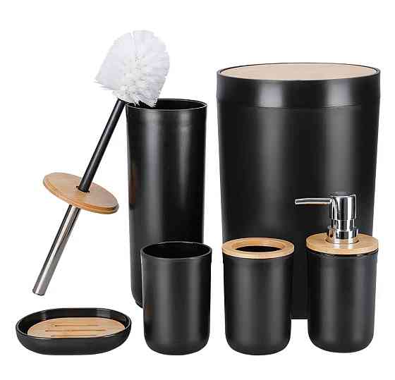 Набір якісних стильних аксесуарів для ванної кімнати Bathlux із 6 предметів Чорний Кам'янець-Подільський