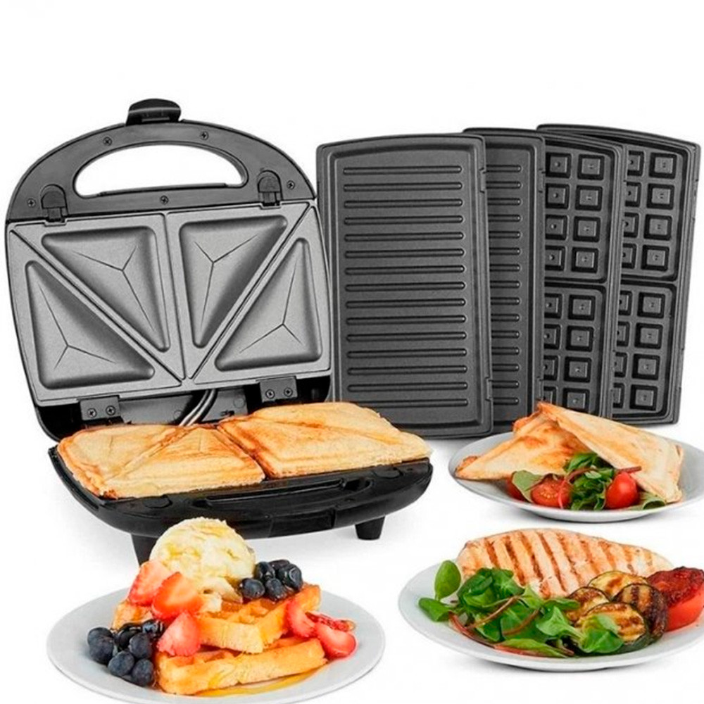 Электрическая cендвичница 4в1, 1000Вт, Domotec MS-7704 / Домашняя бутербродница гриль / Вафельница орешница Киев - изображение 4
