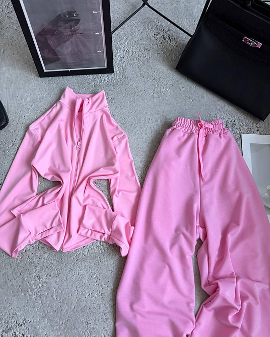 Жіночий стильний повсякденний костюм-двійка двонитка Барбі Одеса - фото 1