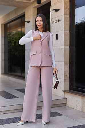 Жіночий брючний костюм з жилетом "Rakel" | Батал Бежевий, 50-52 Київ
