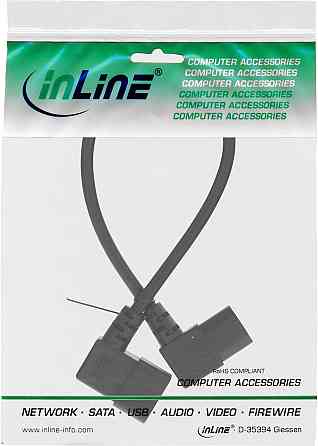 Кабель живлення InLine 16601 A C13-C14 чорний 1 м 90° кутовий шнур для підключення монітора/ПК Київ